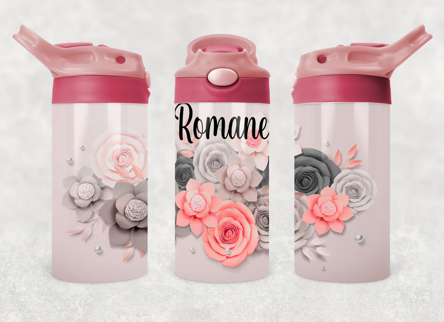 Design PNG, bouteille enfants, Sippy cup, 12 oz sublimation, FLEURS