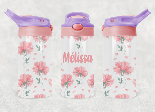 Design PNG, bouteille enfants, Sippy cup, 12 oz sublimation, FLEURS