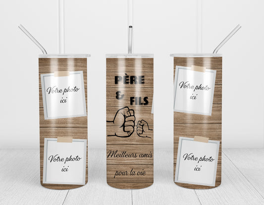 Design tumbler 20oz pour sublimation , PÈRE ET FILS MEILLEURS AMIS