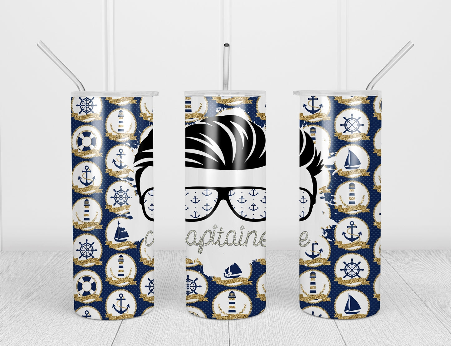 Design tumbler 20oz pour sublimation , CAPITAINE, bateau, mer, nautique