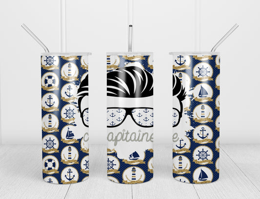 Design tumbler 20oz pour sublimation , CAPITAINE, bateau, mer, nautique