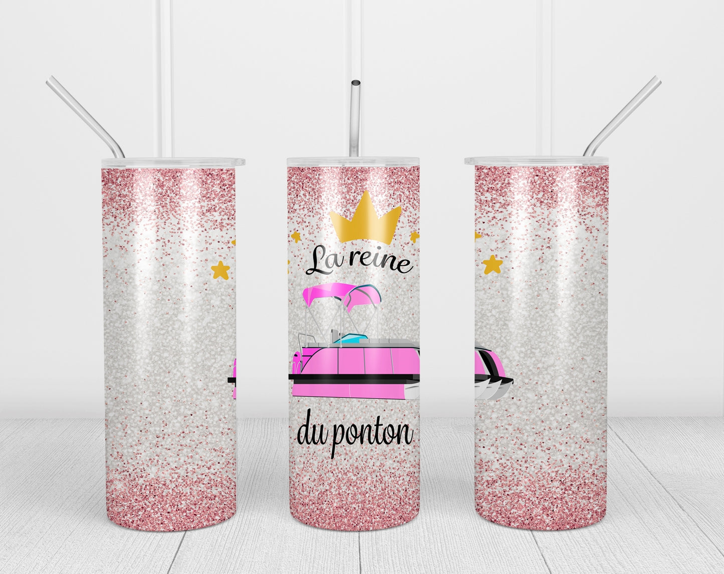 Design tumbler 20oz pour sublimation , LA REINE DU PONTON, lac,