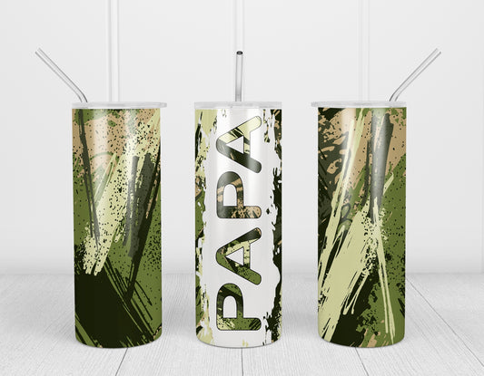 Design tumbler 20oz pour sublimation , PAPA, camouflage