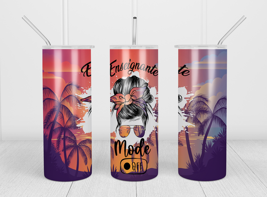 Design tumbler 20oz pour sublimation , ENSEIGNANTE mode OFF, sunset