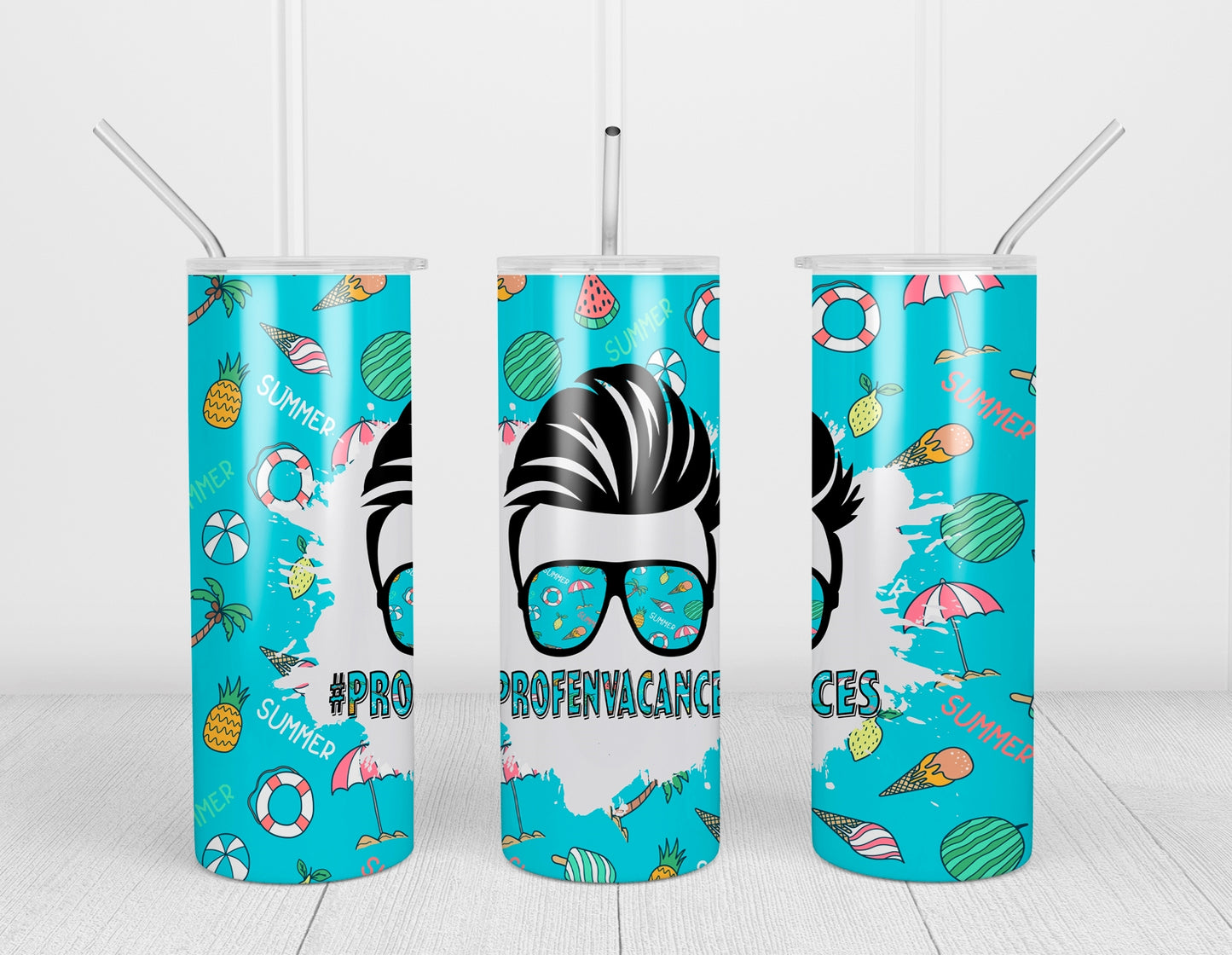 Design tumbler 20oz pour sublimation , PROF en vacances, homme