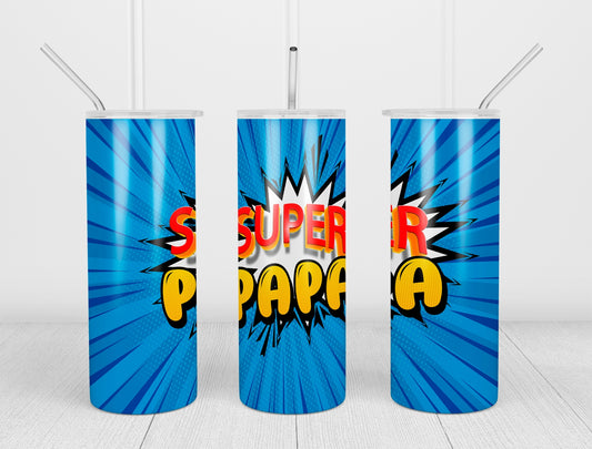 Design tumbler 20oz pour sublimation , SUPER PAPA comic