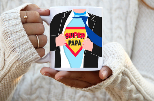 Design PNG pour sublimation , SUPER PAPA, tasse, mug