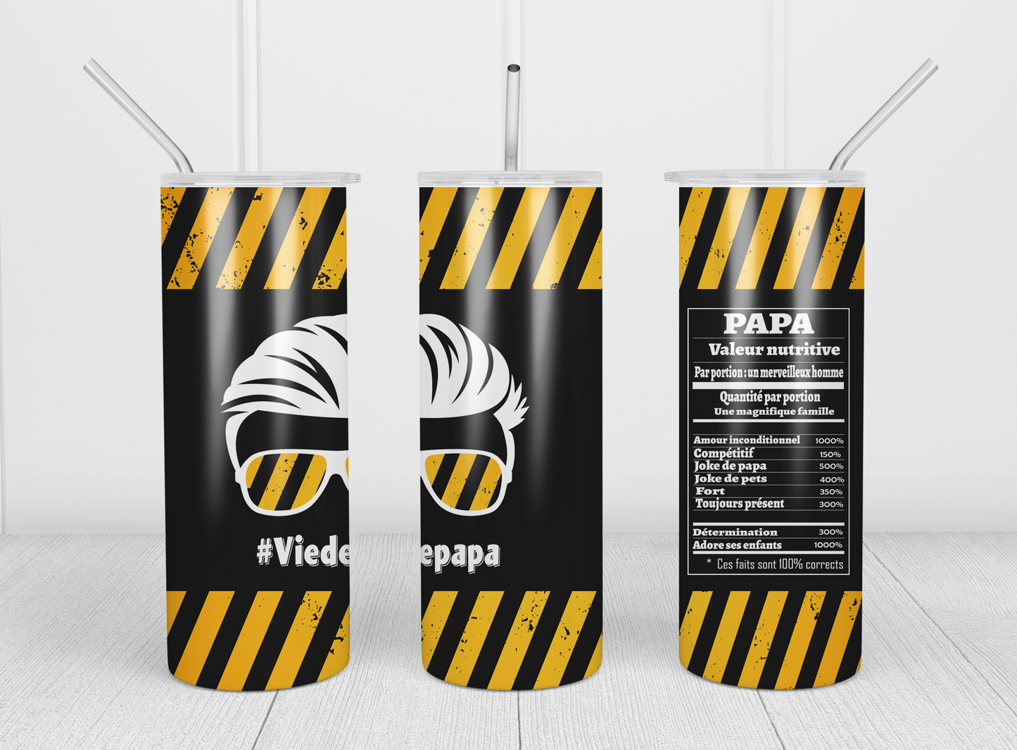 Design tumbler 20oz pour sublimation , #Viedepapa, valeur nutritive, construction