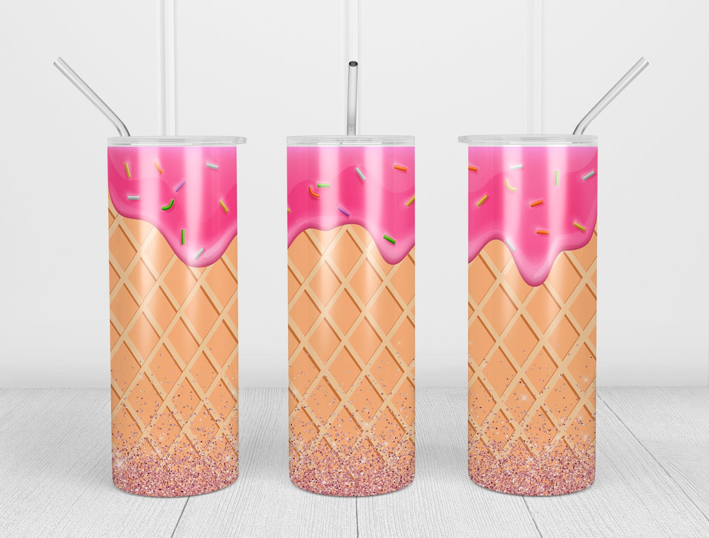 Design tumbler 20oz pour sublimation , Crème glacée, été