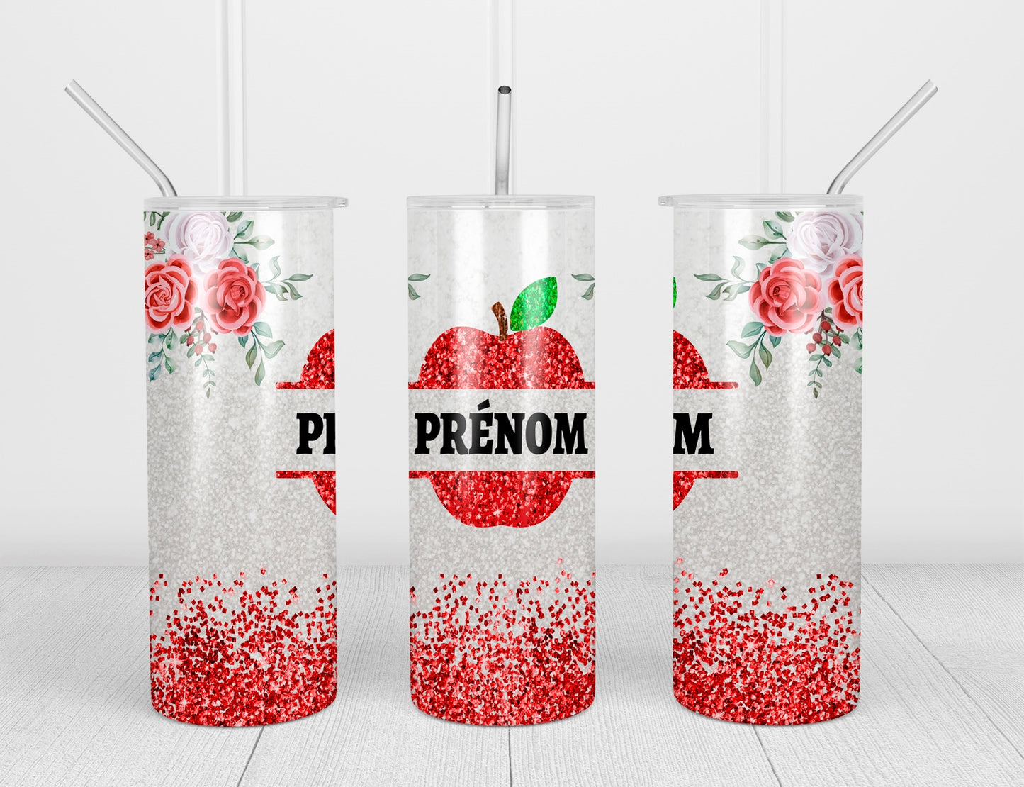 Design tumbler 20oz pour sublimation , ENSEIGNAN(E), pomme