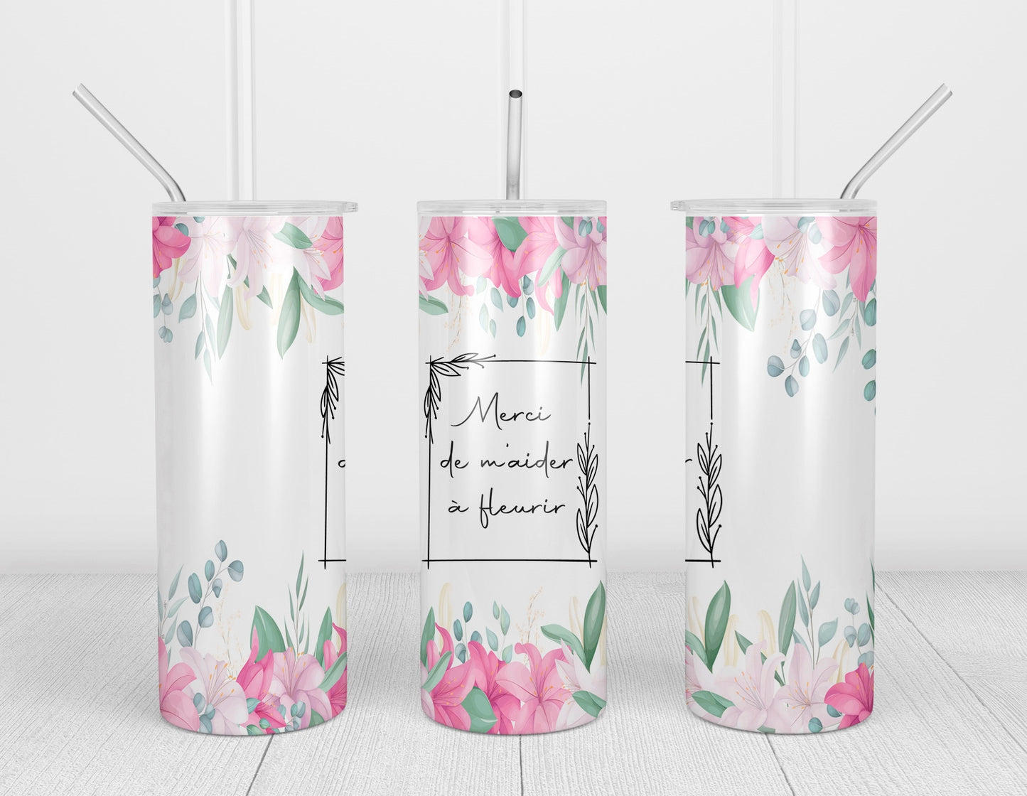 Design tumbler 20oz pour sublimation , ENSEIGNANTE, merci de m'aider à fleurir