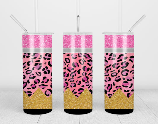 Design tumbler 20oz pour sublimation, ENSEIGNANTE, PROFESSEURE, crayon, leopard