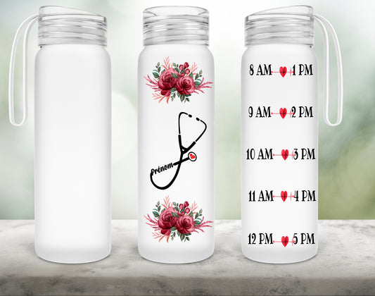 Design PNG pour sublimation, INFIRMIÈRE, fleurs rouges , mesure d'eau