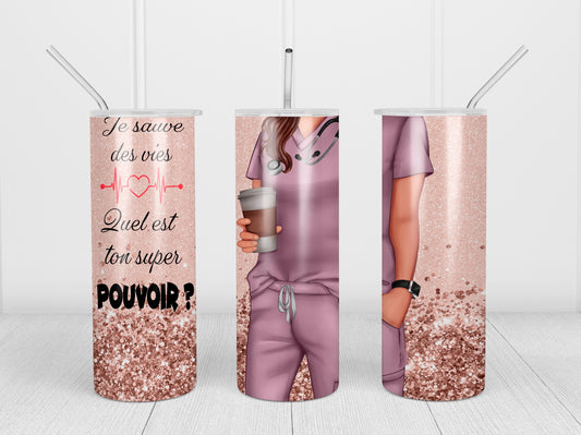 Design tumbler 20oz pour sublimation INFIRMIÈRE, super pouvoir