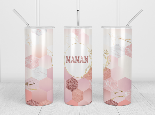 Design tumbler 20oz pour sublimation, MAMAN, fond abstrait