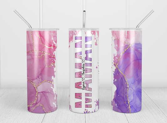 Design tumbler 20oz pour sublimation, MAMAN, prénoms des enfants