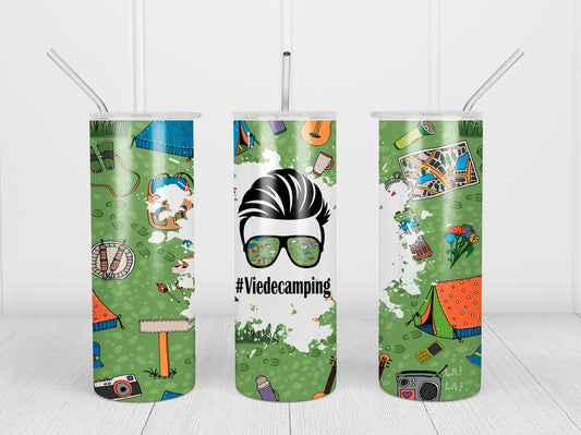 Design tumbler 20oz pour sublimation , CAMPING,  #viedecamping, Homme, fond vert