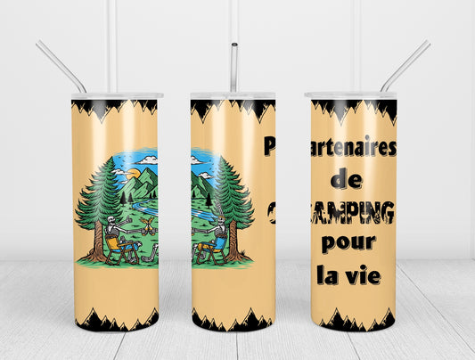 Design tumbler 20oz pour sublimation , CAMPING, partenaire de camping