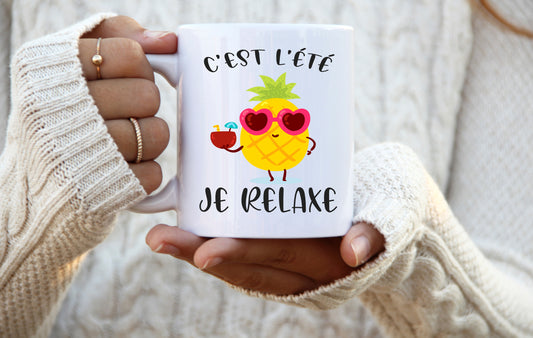 Design PNG pour sublimation , C'EST L'ÉTÉ JE RELAXE, tasse, mug