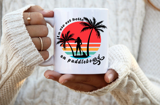 Design PNG pour sublimation , PADDLEBOARD, tasse, mug, sup, été