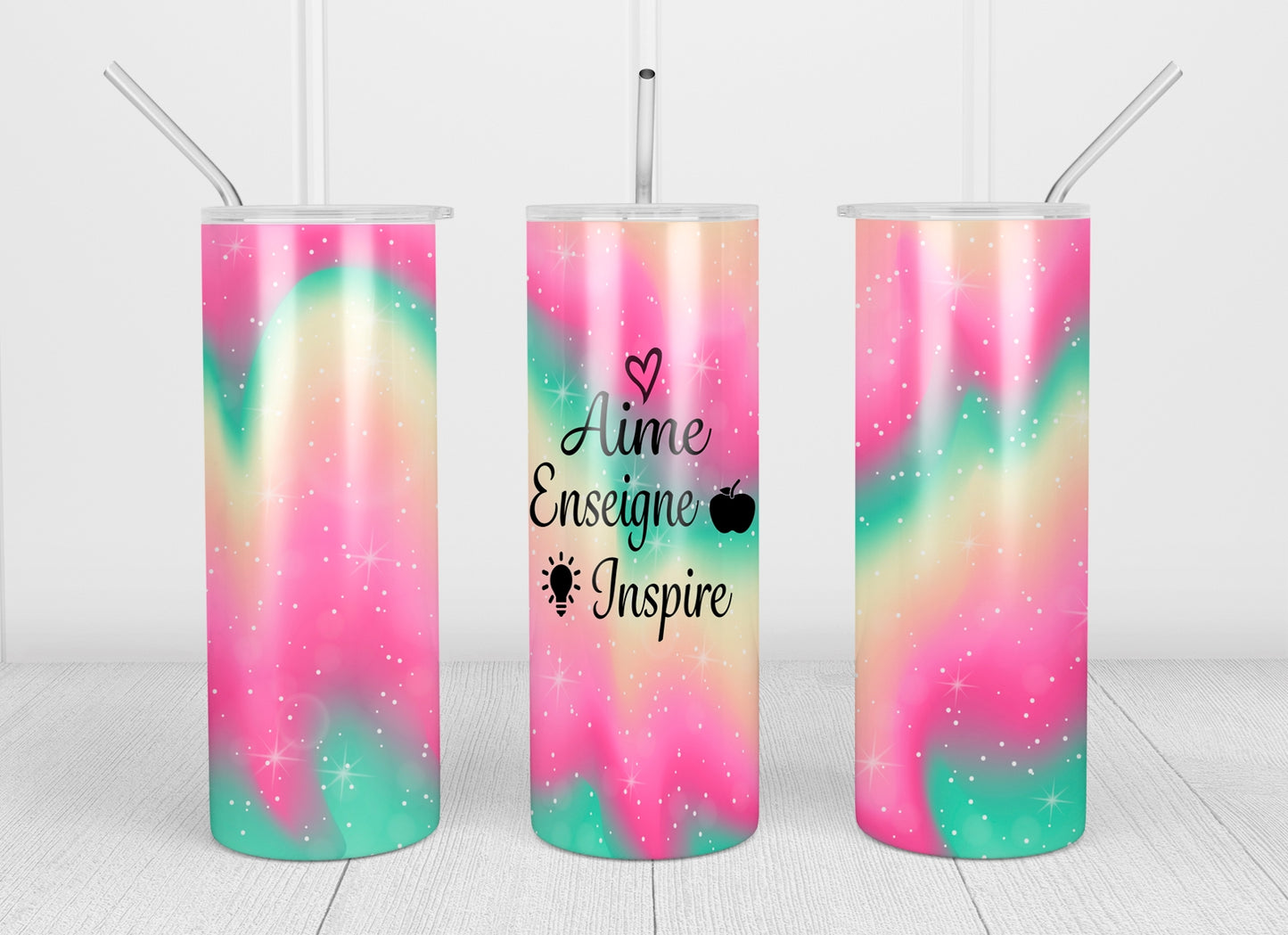 Design tumbler 20oz pour sublimation , ENSEIGNANT, aime, enseigne, inspire