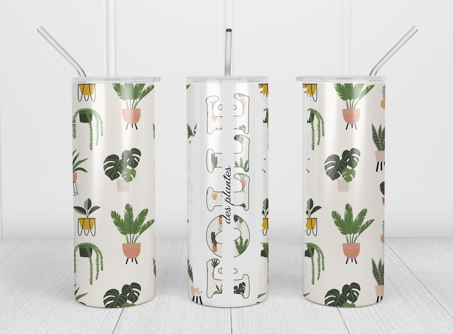 Design tumbler 20oz pour sublimation , FOLLE AUX PLANTES