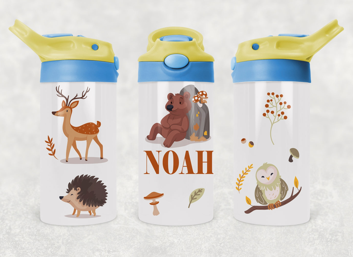 Design PNG, bouteille enfants, Sippy cup, 12 oz sublimation, animaux de la forêt