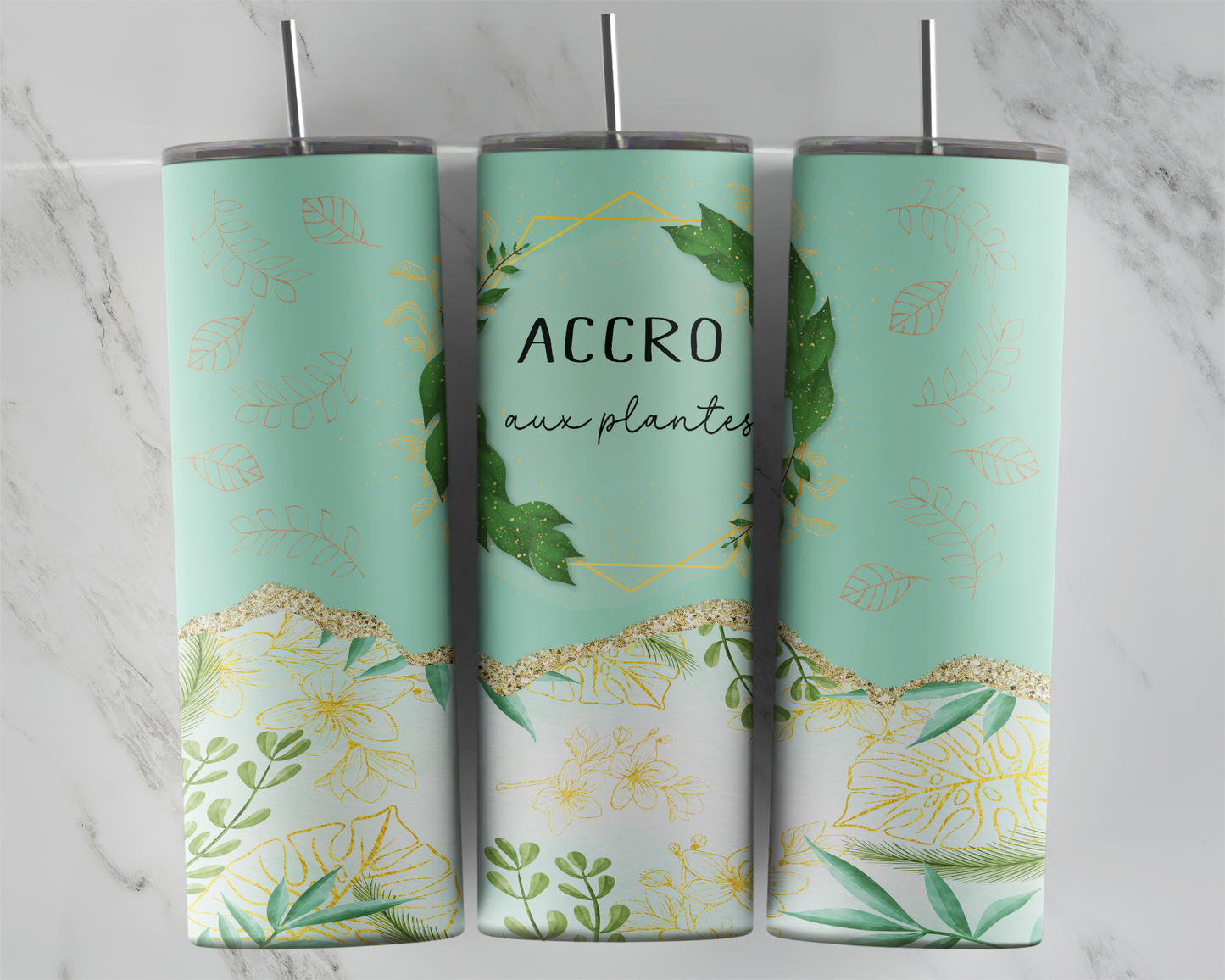 Design tumbler 20oz pour sublimation , ACCRO AUX PLANTES