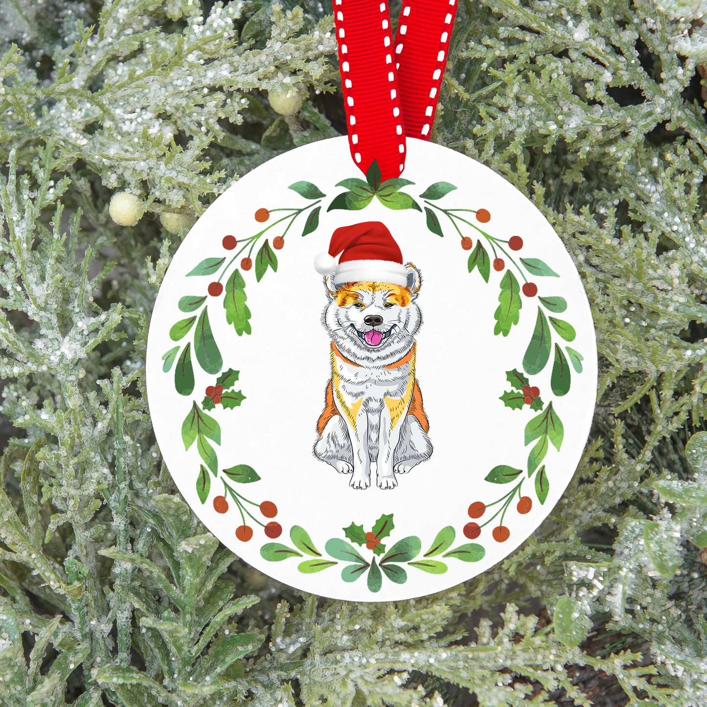 Design PNG pour sublimation , ORNEMENT DE NOËL, chien AKITA