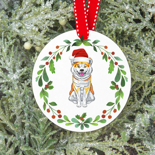 Design PNG pour sublimation , ORNEMENT DE NOËL, chien AKITA