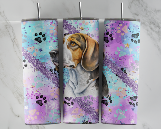 Design tumbler 20oz pour sublimation , BEAGLE , glitter rose mauve