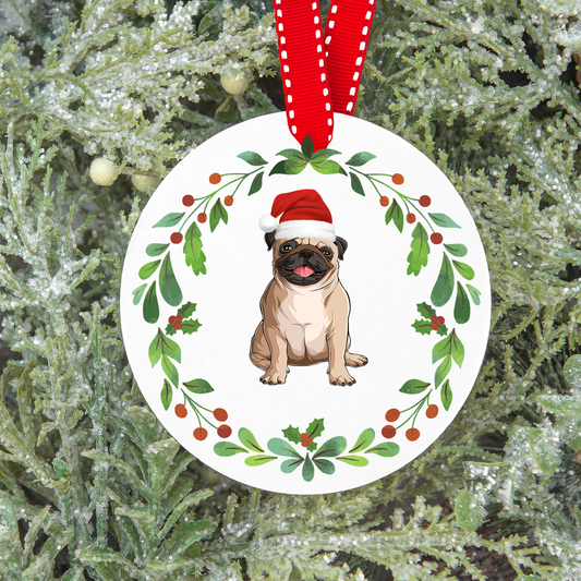 Design PNG pour sublimation , ORNEMENT DE NOËL, chien CARLIN