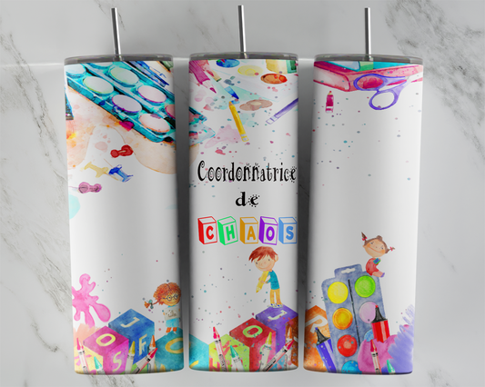 Design tumbler 20oz pour sublimation , Coordonnatrice de chaos