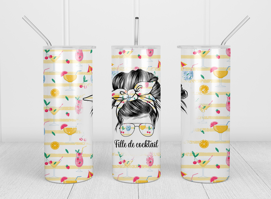 Design Tumblers 20oz, sublimation, Fille de cocktail , Messy Bun