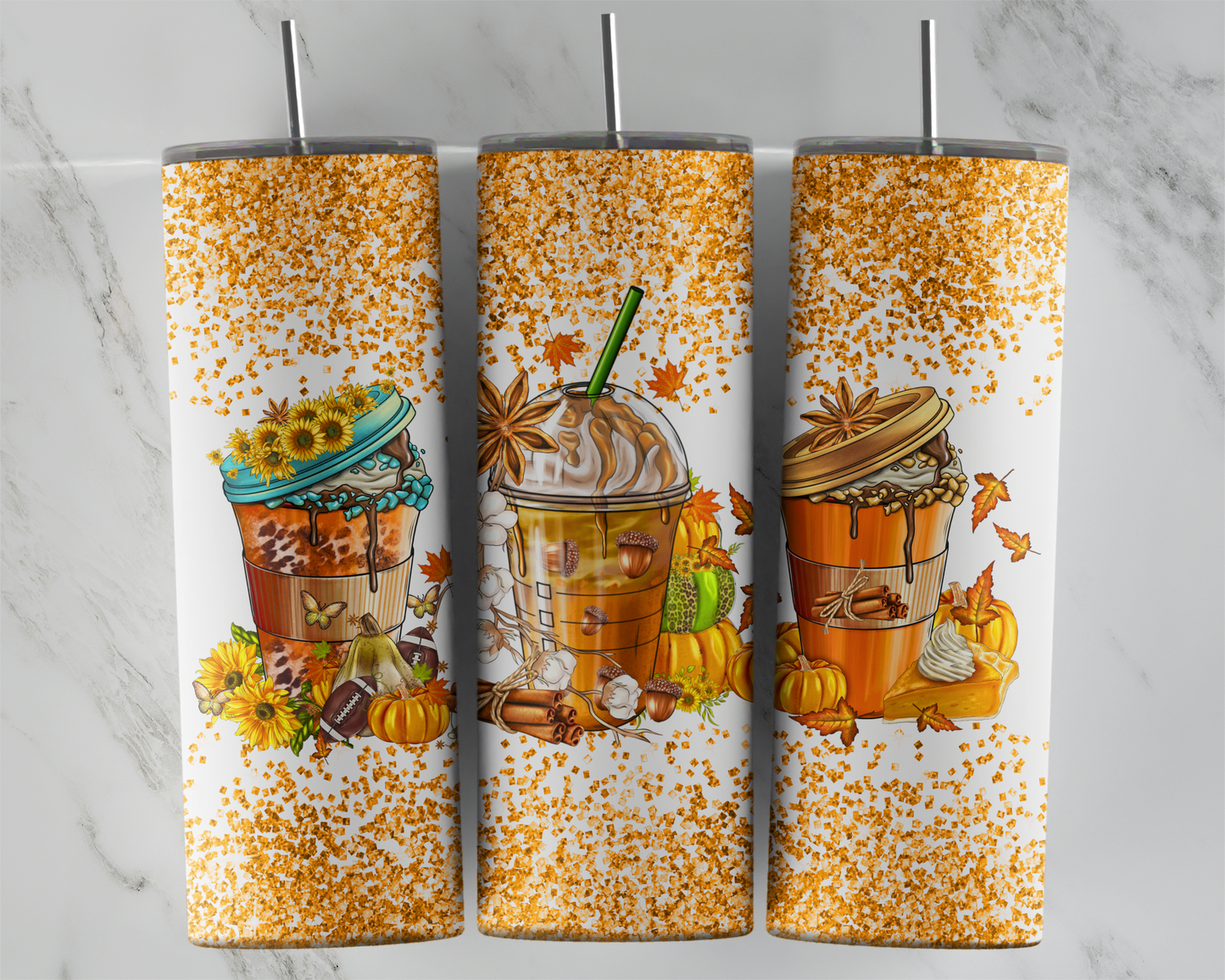 Design tumbler 20oz pour sublimation , latté automne glitter