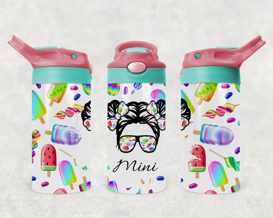 Design PNG, bouteille enfants, Sippy cup, 12 oz sublimation, POPSICLE multicolor