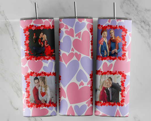 Design tumbler 20oz pour sublimation , Saint valentin, cadre photos