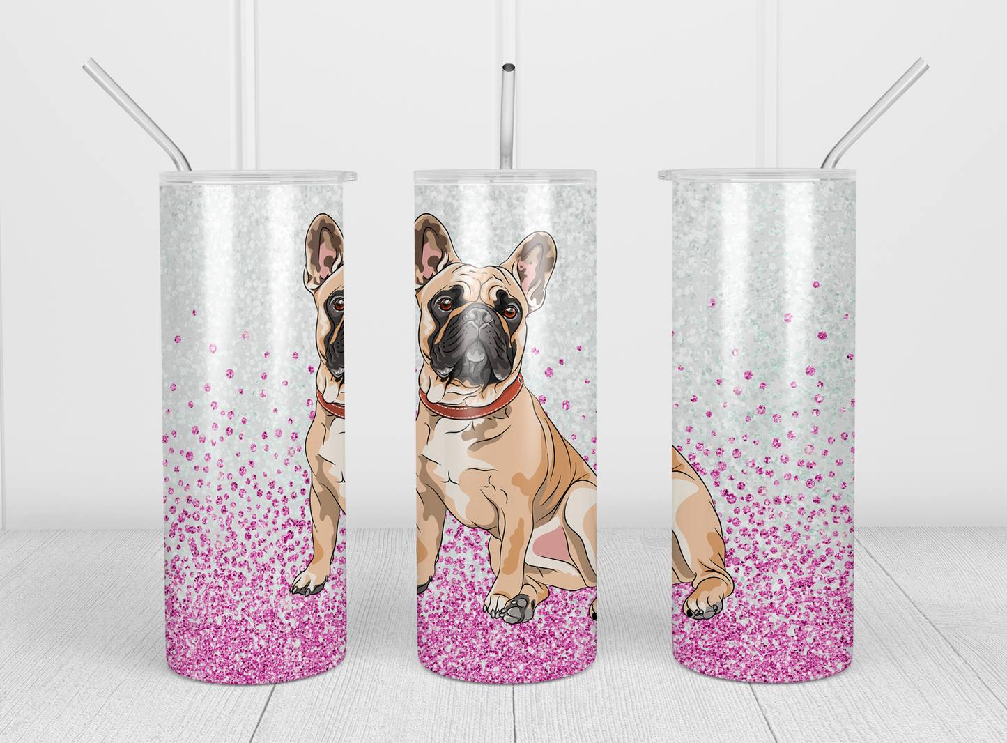 Design tumbler 20oz pour sublimation , BOULEDOG FRANÇAIS