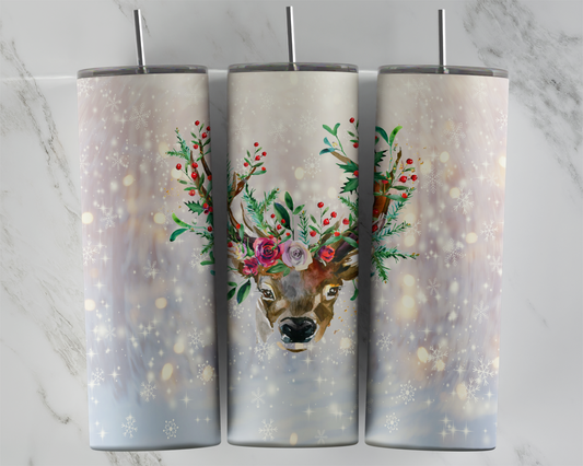 Design tumbler 20oz pour sublimation, Cerf hiver