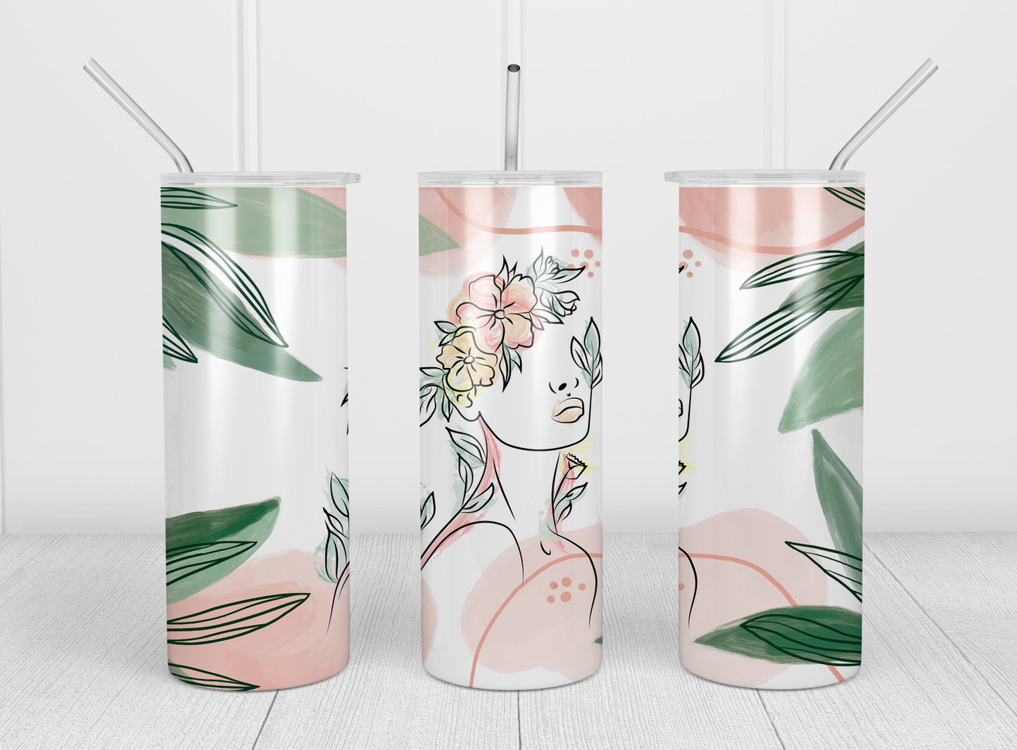 Design tumbler 20oz pour sublimation , FEMME FLORAL, minimaliste