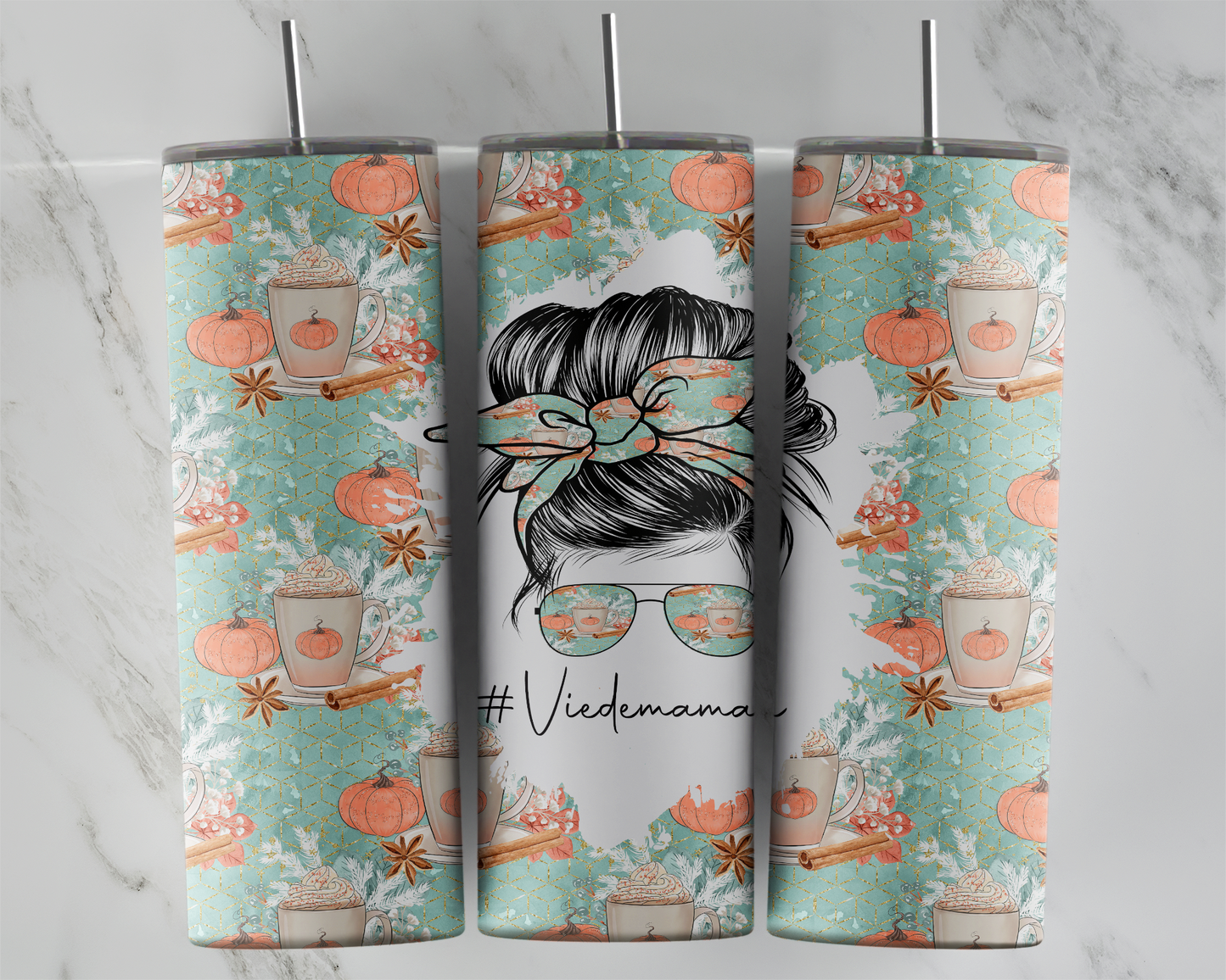 Design tumbler 20oz pour sublimation , Vie de maman, latté automne