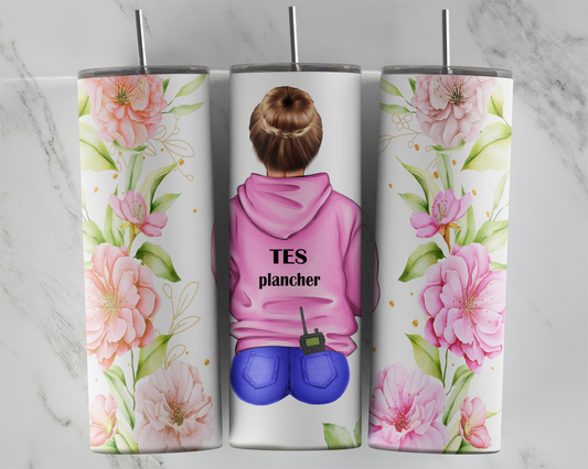 Design tumbler 20oz pour sublimation , TES plancher, hoodies, cheveux châtains