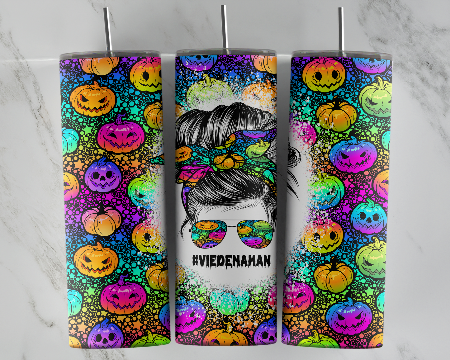 Design tumbler 20oz pour sublimation , Vie de maman, halloween