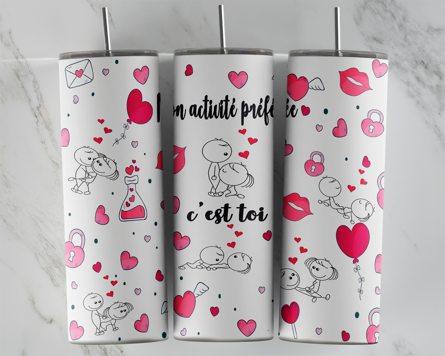 Design tumbler 20oz pour sublimation , Saint valentin, mon activité préférée