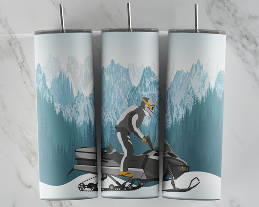 Design tumbler 20oz pour sublimation, motoneige grise