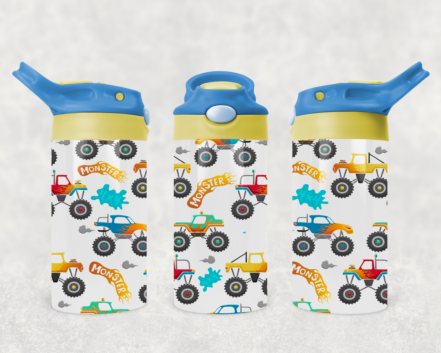 Design PNG, bouteille enfants, Sippy cup, 12 oz sublimation, CAMION MONSTER