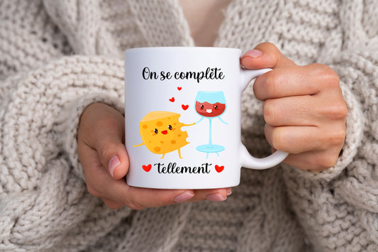 Design , PNG, sublimation, On se complète tellement, vin et fromage